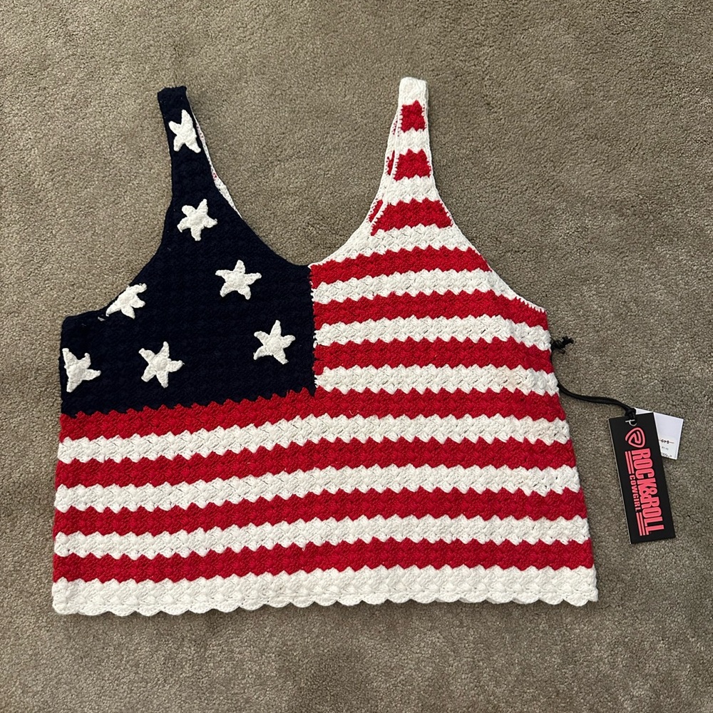 NWT Rock&Roll Cowgirl American Flag Top